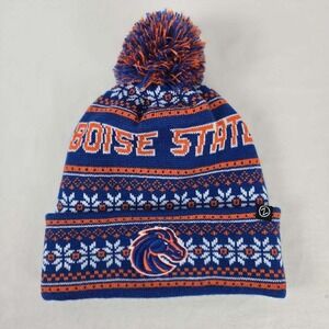 Boise State Broncos Knit Beanie Pom Hat Orange Blue Winter Snow Logo NCAA Ski